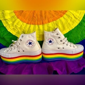 New sz 7 Womens Pride Miley Cyrus X Converse High-Tops Platform All Star Chucks